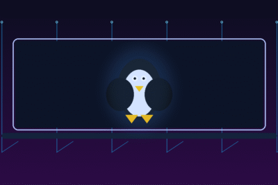 Portada del artículo “Las mejores distribuciones de Linux 2025”, con fondo azul-púrpura, un portátil y un pingüino minimalista, estilo tecnológico moderno.