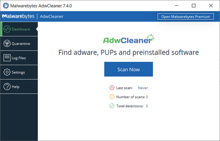 AdwCleaner interfaz principal 