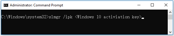 installer la clé de produit de Windows 10
