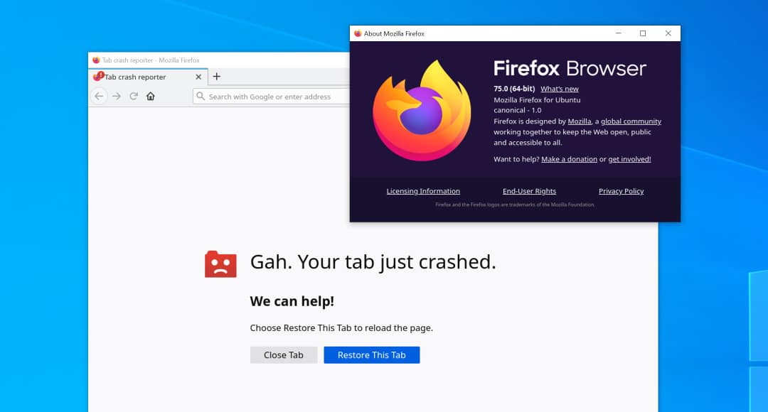 Firefox tabs are crashing in nethunter