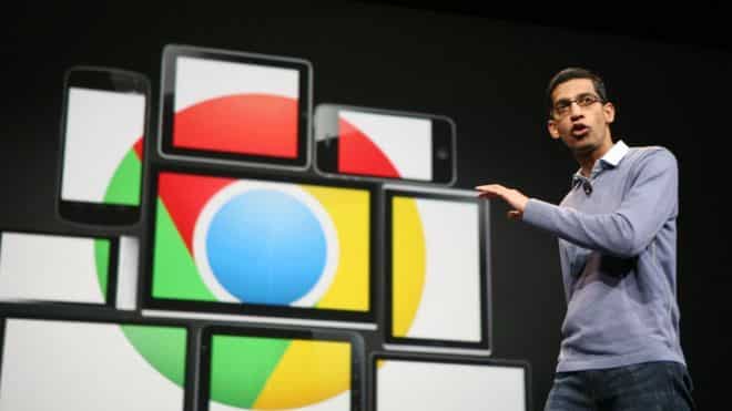 Sundar Pichai, directeur général de Google, sur scène