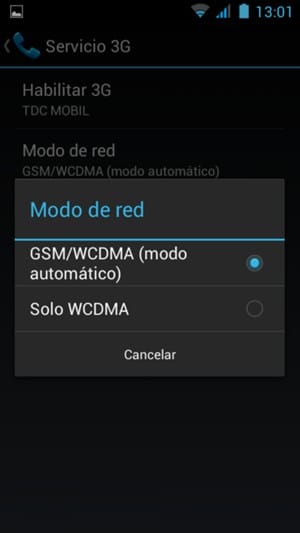 Select GSM/WCDMA to enable 3G