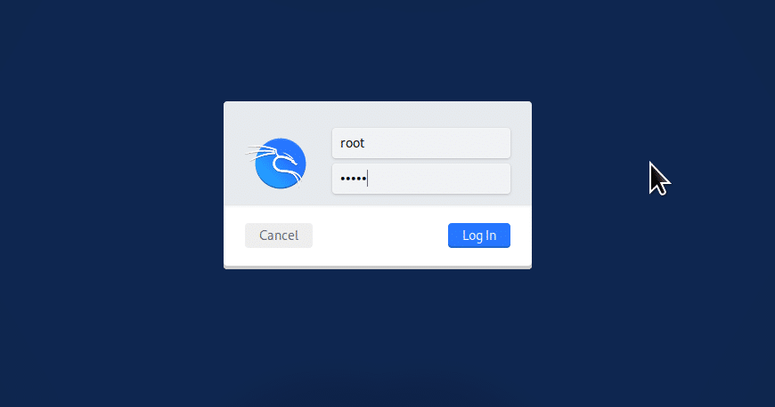 inicio de sesión kali linux