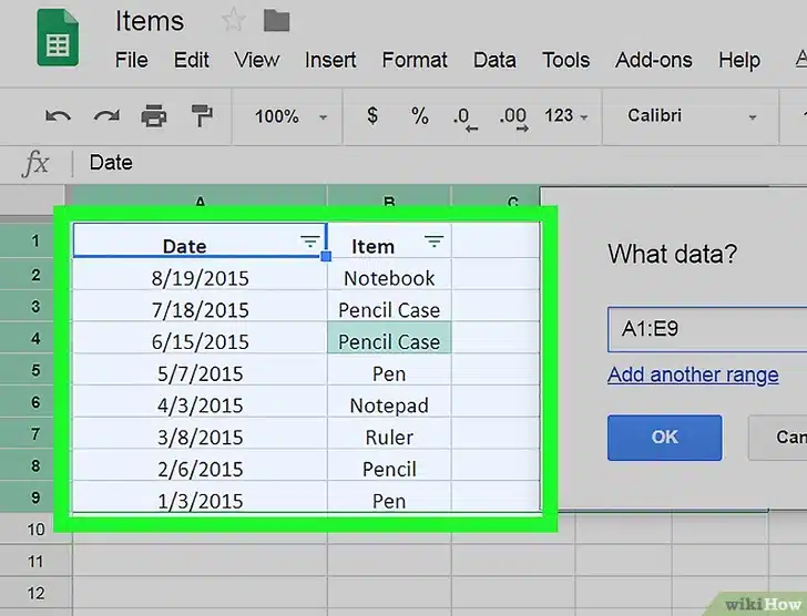 Seleccionar el rango arrastrando con el mouse
