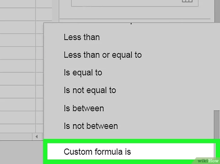 Seleccionar La fórmula personalizada es